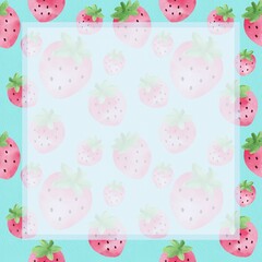 Strawberry watercolor background with paper texture.