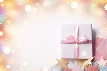 A beautifully wrapped gift box with a pink ribbon and bow