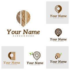 Set of Wood Point logo design Template. Creative Wood logo vector illustration.