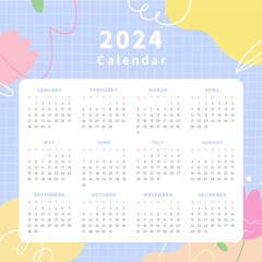 Abstract Simple geometric color block flower line grid texture background.social media and monthly calendar banner.