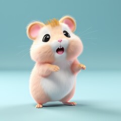 Cute hamster, pastel background. 3d render