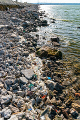 Plastic garbage and microplastics on the shore of Khadzhibey Estuary