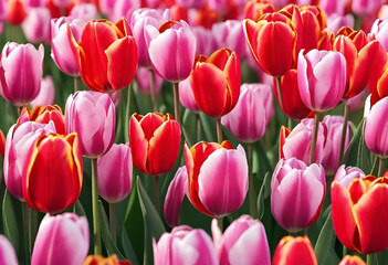 Fototapeta premium pink and white tulips
