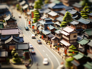 古き良き日本の街のジオラマ
