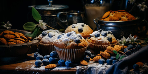 Fototapeta premium Blueberry And Almond Muffin