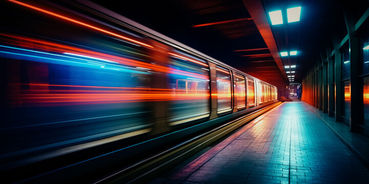 Long exposure of subway tunnel