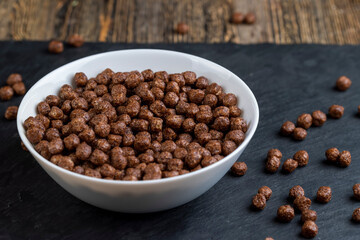 dry chocolate balls sweet and healthy breakfast before cooking
