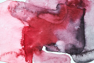 Abstract black red white background. Watercolor ink art collage. Stains, blots and brush strokes of acrylic paint