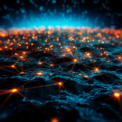 Visualization of decentralized networks, possibly with glowing nodes