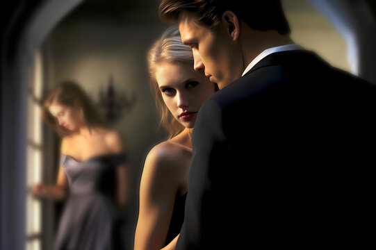 jealousy or revenge two young beautiful woman compete for the love or affection of a man