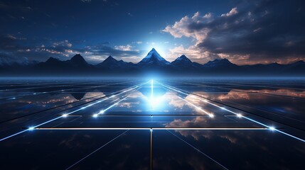 elegant futuristic light and reflection with grid line background