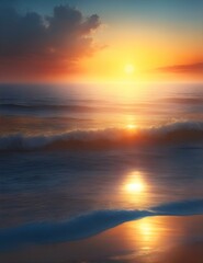 Naklejka na ściany i meble sunrise over the sea illustration