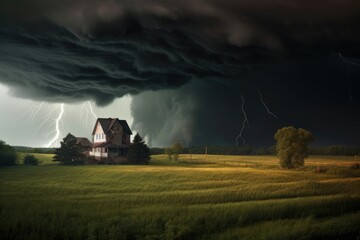 Naklejka na ściany i meble dark storm clouds forming the base of a tornado