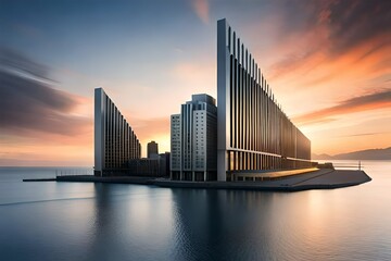 Fototapeta premium sunset over the city