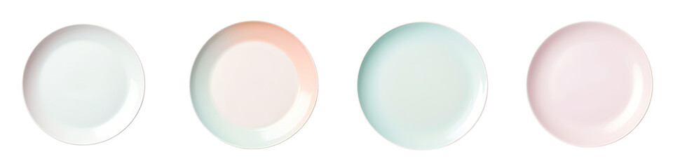 An unoccupied white plate against a transparent background