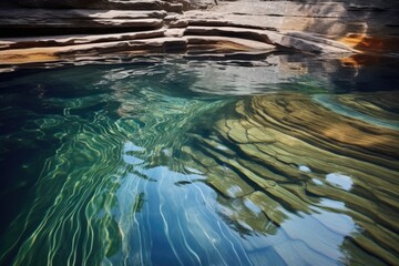abstract shot of water ripples in a serene natural pool setting