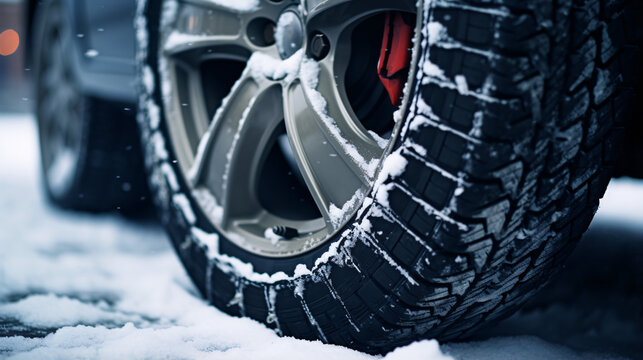 Close up image of winter tire