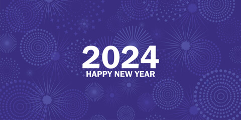  2024 Happy New year greeting card with fireworks