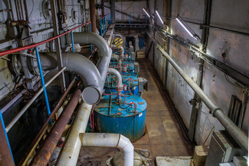 Workshop of big sugar refinery factory.