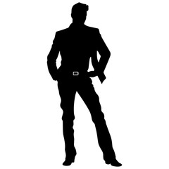 Fototapeta na wymiar Business man in shirt, vector silhouette