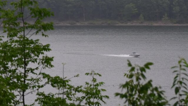Allegheny state forest lake rain storm weather, overcast sky, rain weather, fall season, bad wether, wide angle landscape