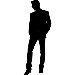 Obraz premium Business man in shirt, vector silhouette