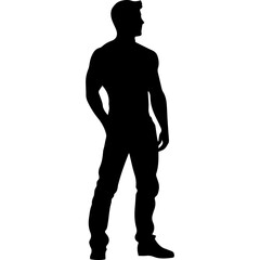 Business man in shirt, vector silhouette