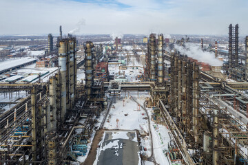 Aerial view of big chemical factory.