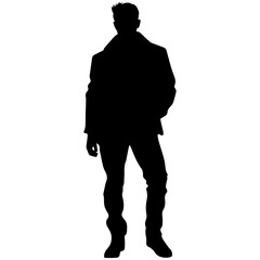 Business man in shirt, vector silhouette