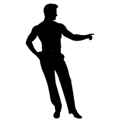 Obraz premium Business man in shirt, vector silhouette