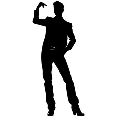 Business man in shirt, vector silhouette