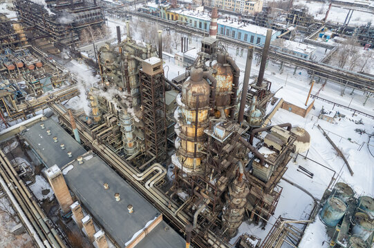 Aerial view of big chemical plant.