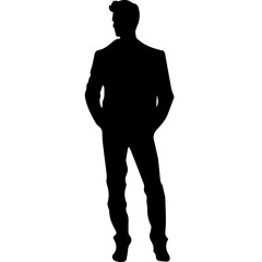 Business man in shirt, vector silhouette
