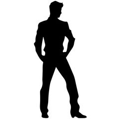 Obraz premium Business man in shirt, vector silhouette