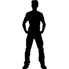Business man in shirt, vector silhouette