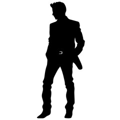 Business man in shirt, vector silhouette