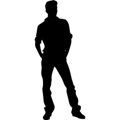 Business man in shirt, vector silhouette