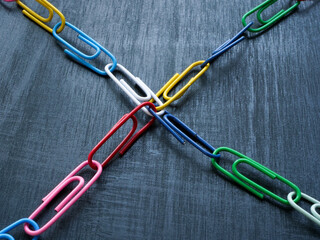 Connected colorful paper clips as a symbol of diversity and inclusion.