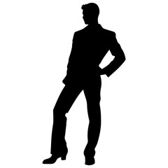 Obraz premium Business man in shirt, vector silhouette