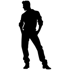 Business man in shirt, vector silhouette