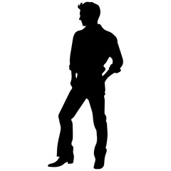 Business man in shirt, vector silhouette
