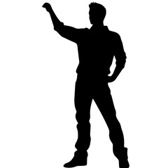 Business man in shirt, vector silhouette