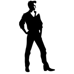 Business man in shirt, vector silhouette