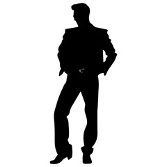 Business man in shirt, vector silhouette