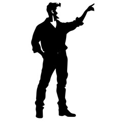 Business man in shirt, vector silhouette