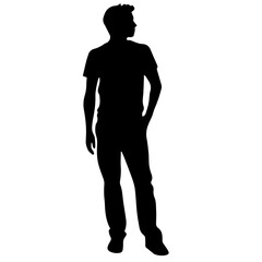 Business man in shirt, vector silhouette