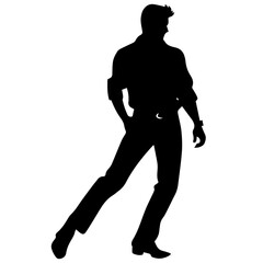 Business man in shirt, vector silhouette