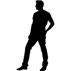 Business man in shirt, vector silhouette