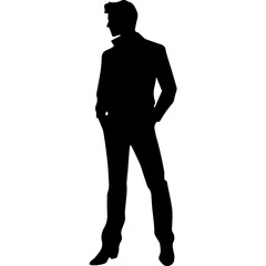 Business man in shirt, vector silhouette