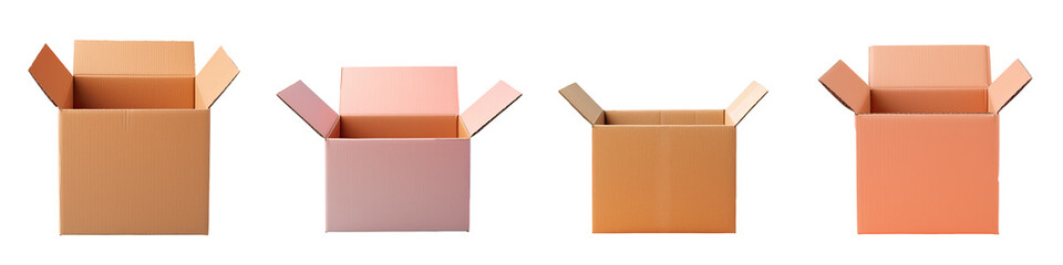 Cardboard box mockup on a transparent background for design purposes